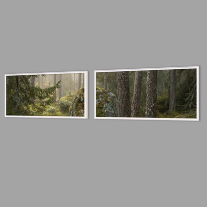 LED-Wandbild Zweiteiler quer mit Abstand – Wald