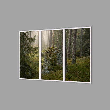 LED-Wandbild Dreiteiler hochkant 180x120 cm – Wald