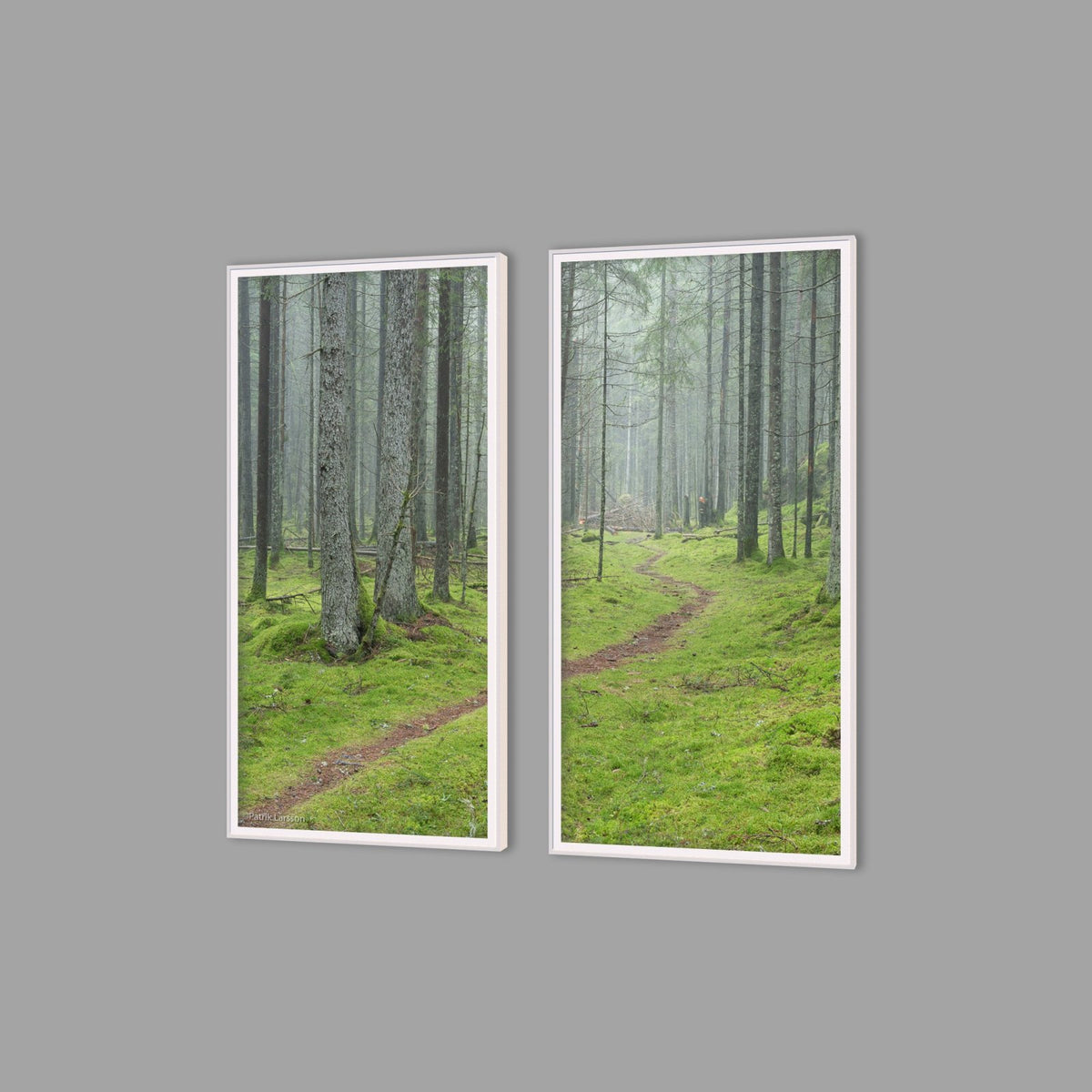 LED-Wandbild Zweiteiler hochkant mit Abstand – Wald