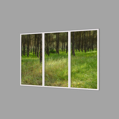 LED-Wandbild Dreiteiler hochkant 180x120 cm – Wald