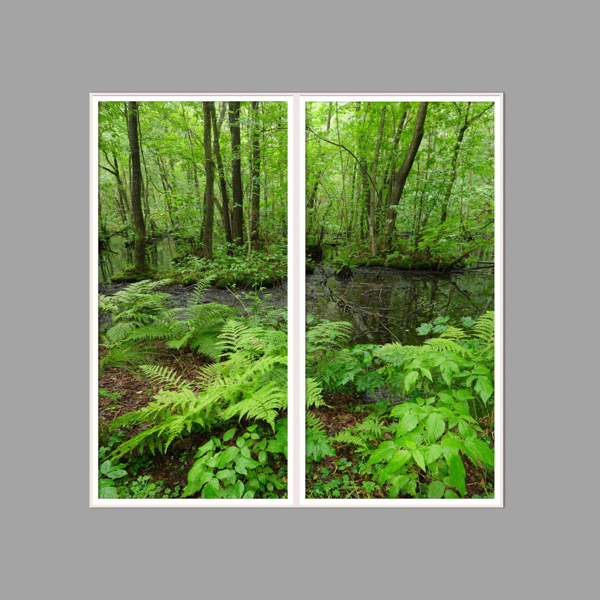 LED-Wandbild Zweiteiler hochkant 120x120 cm – Wald