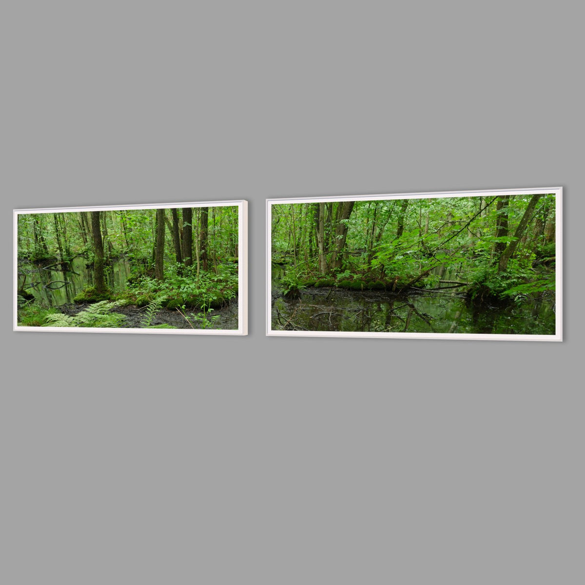 LED-Wandbild Zweiteiler quer mit Abstand – Wald
