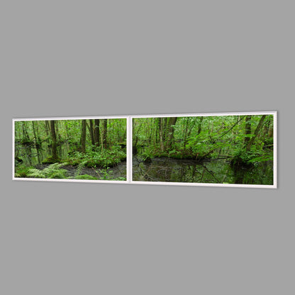 LED-Wandbild Zweiteiler quer 240x60 cm – Wald