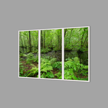 LED-Wandbild Dreiteiler hochkant 180x120 cm – Wald