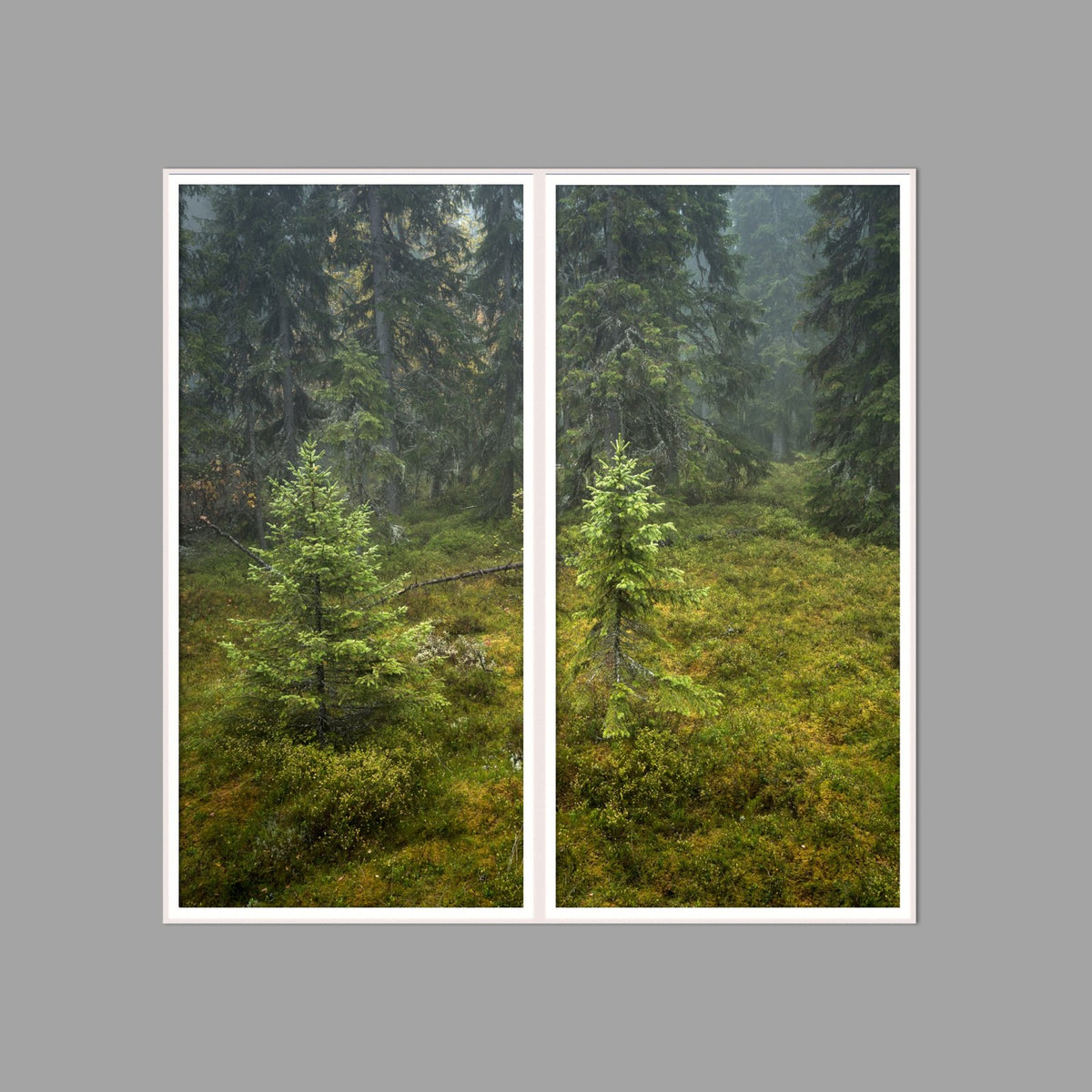 LED-Wandbild Zweiteiler hochkant 120x120 cm – Wald