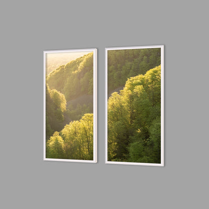 LED-Wandbild Zweiteiler hochkant mit Abstand – Wald