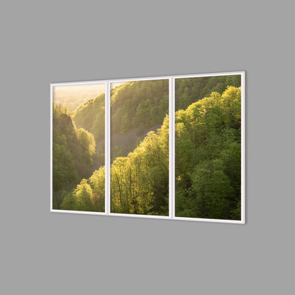 LED-Wandbild Dreiteiler hochkant 180x120 cm – Wald