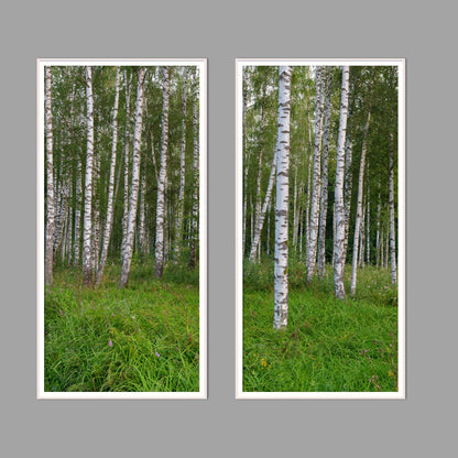 LED-Wandbild Zweiteiler hochkant mit Abstand – Wald