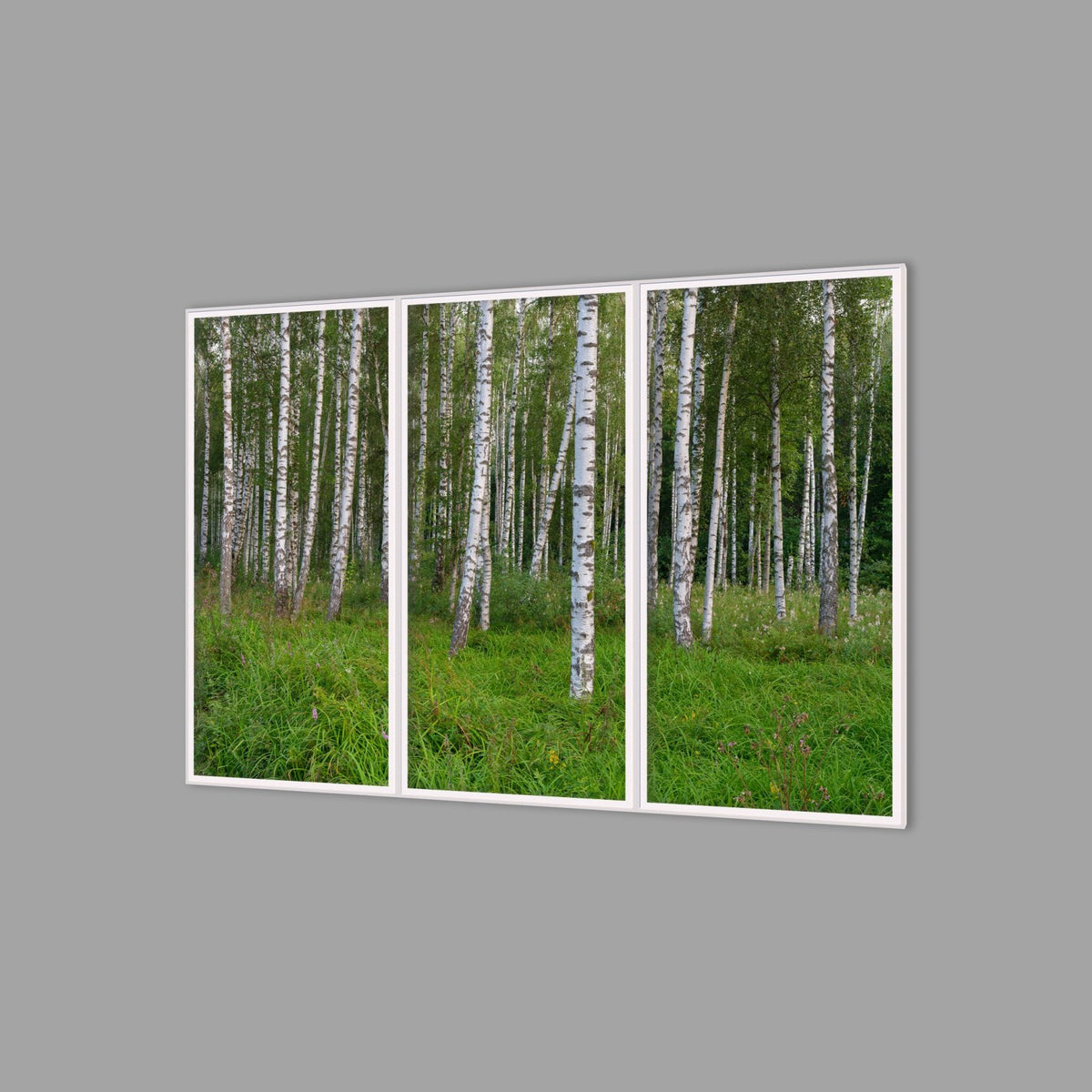 LED-Wandbild Dreiteiler hochkant 180x120 cm – Wald