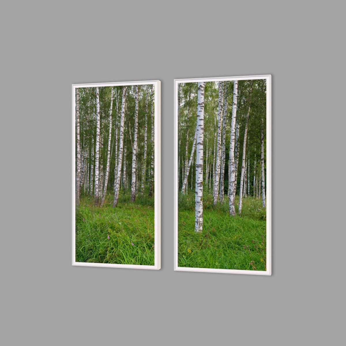 LED-Wandbild Zweiteiler hochkant mit Abstand – Wald