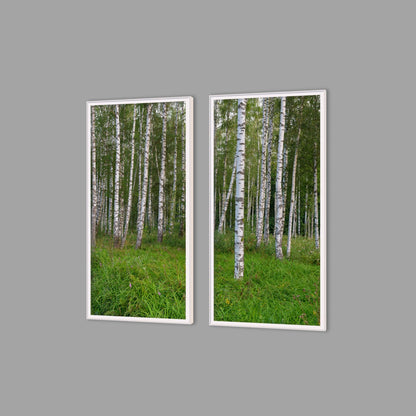 LED-Wandbild Zweiteiler hochkant mit Abstand – Wald