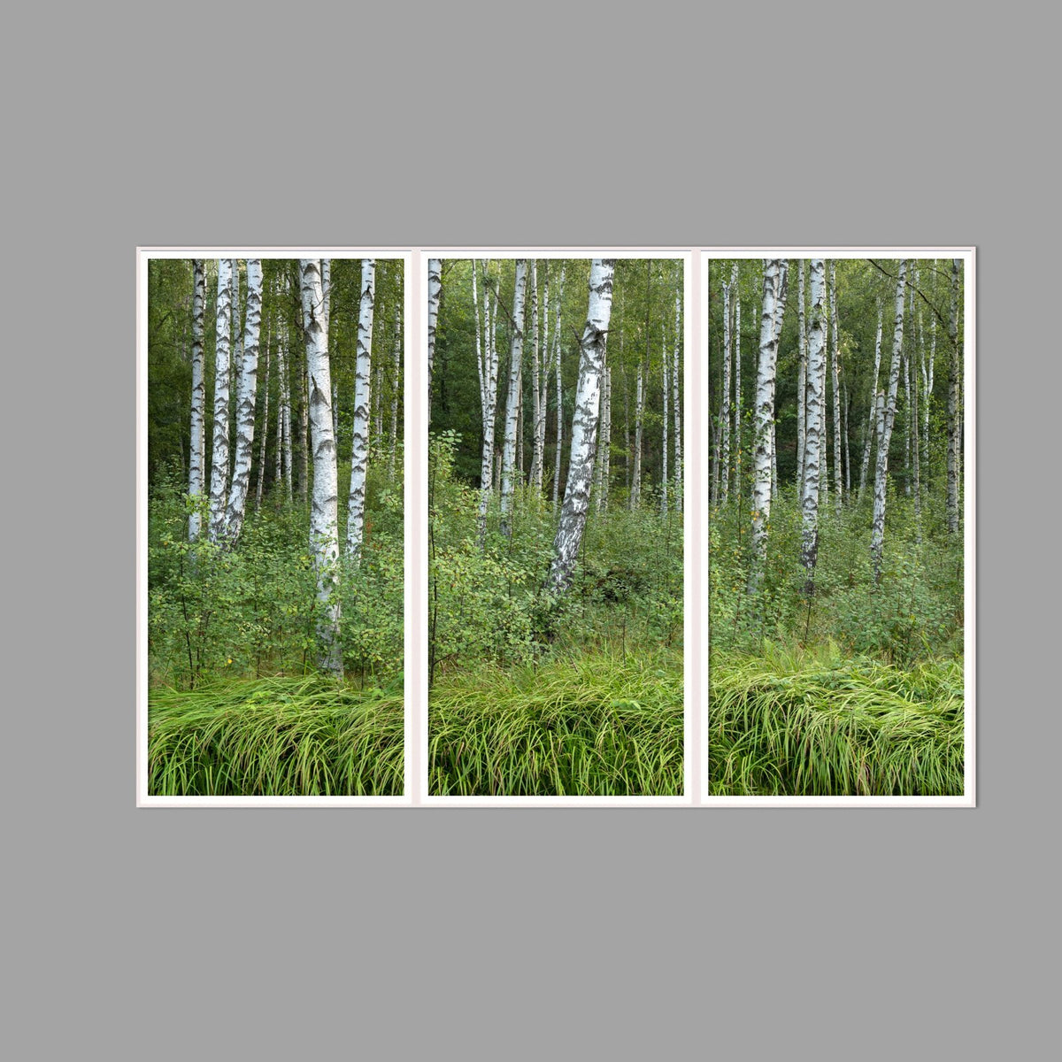 LED-Wandbild Dreiteiler hochkant 180x120 cm – Wald