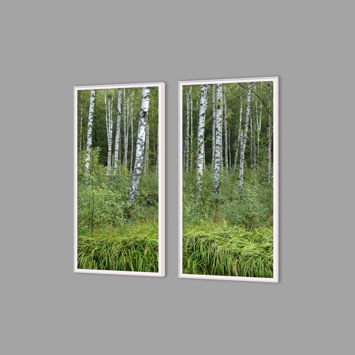 LED-Wandbild Zweiteiler hochkant mit Abstand – Wald