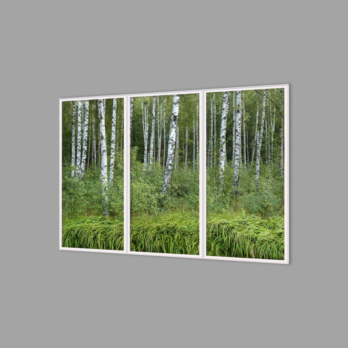 LED-Wandbild Dreiteiler hochkant 180x120 cm – Wald