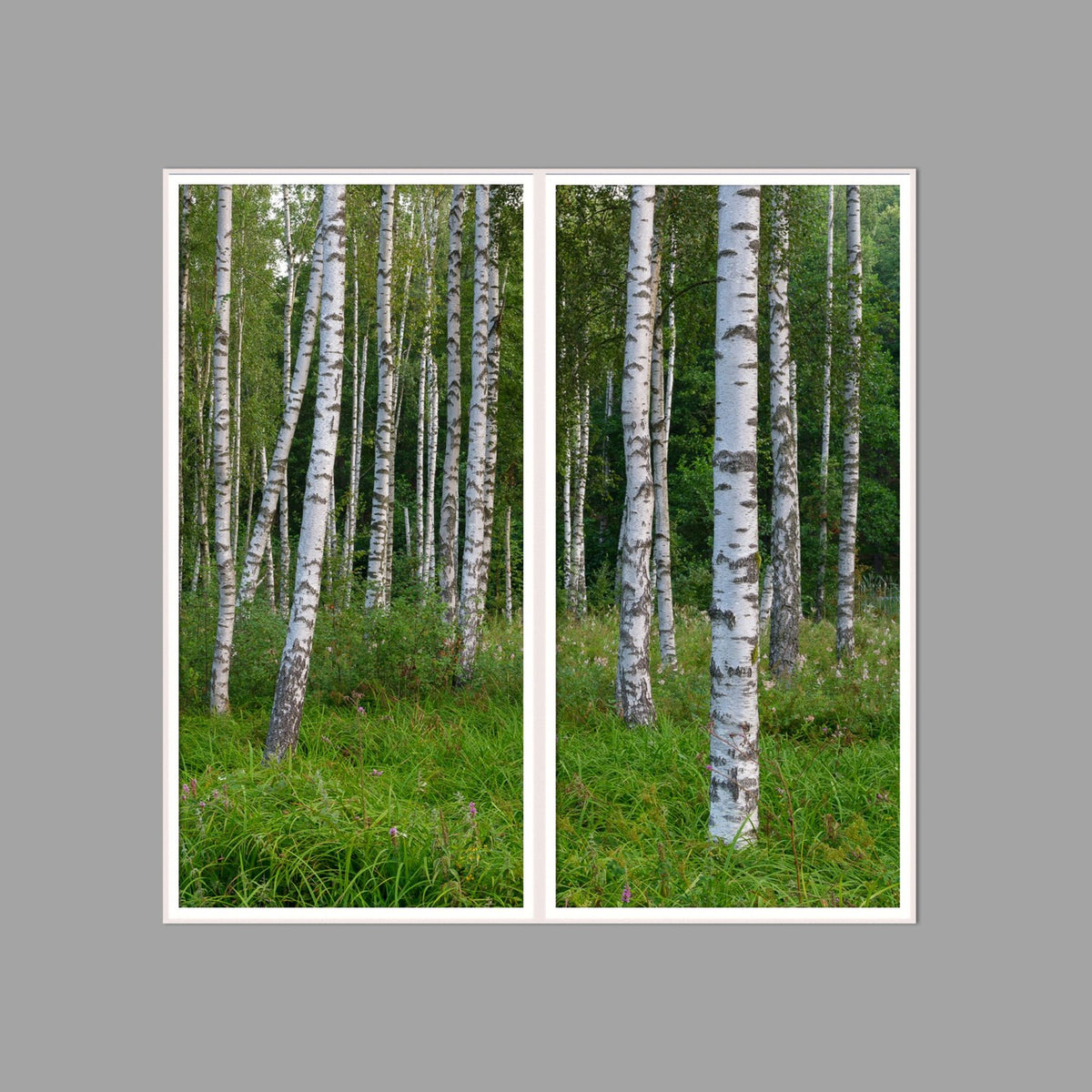 LED-Wandbild Zweiteiler hochkant 120x120 cm – Wald