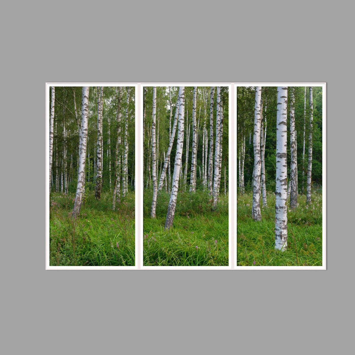 LED-Wandbild Dreiteiler hochkant 180x120 cm – Wald