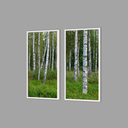 LED-Wandbild Zweiteiler hochkant mit Abstand – Wald