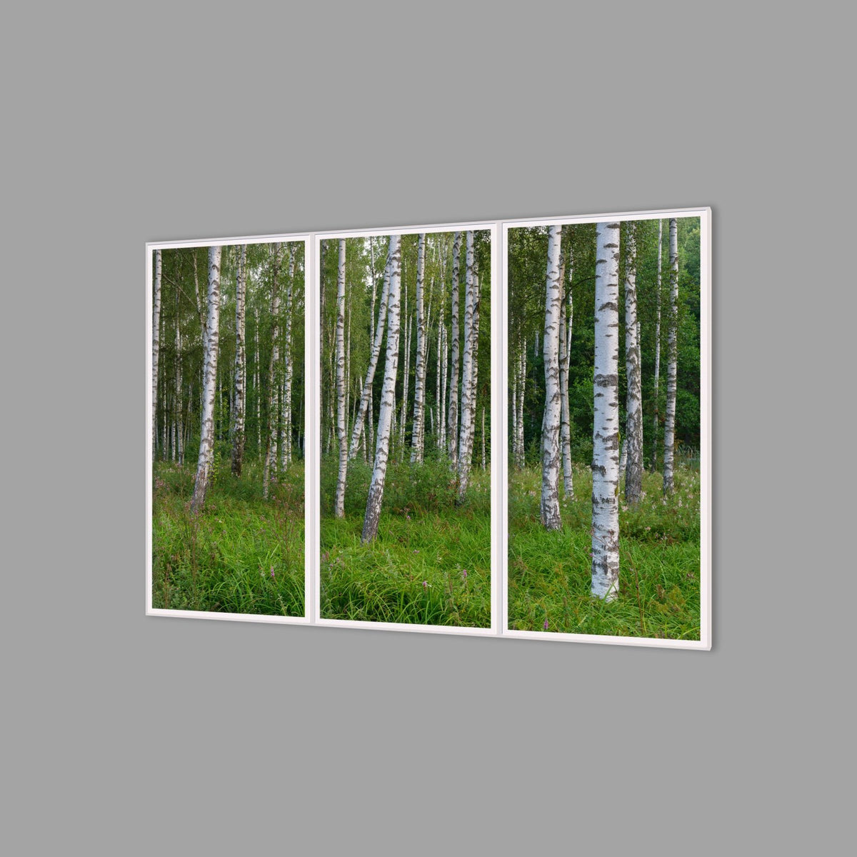 LED-Wandbild Dreiteiler hochkant 180x120 cm – Wald