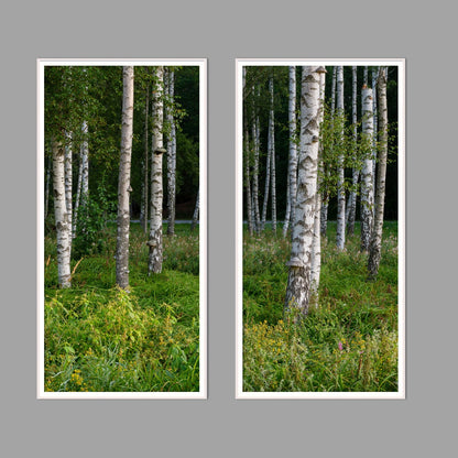 LED-Wandbild Zweiteiler hochkant mit Abstand – Wald