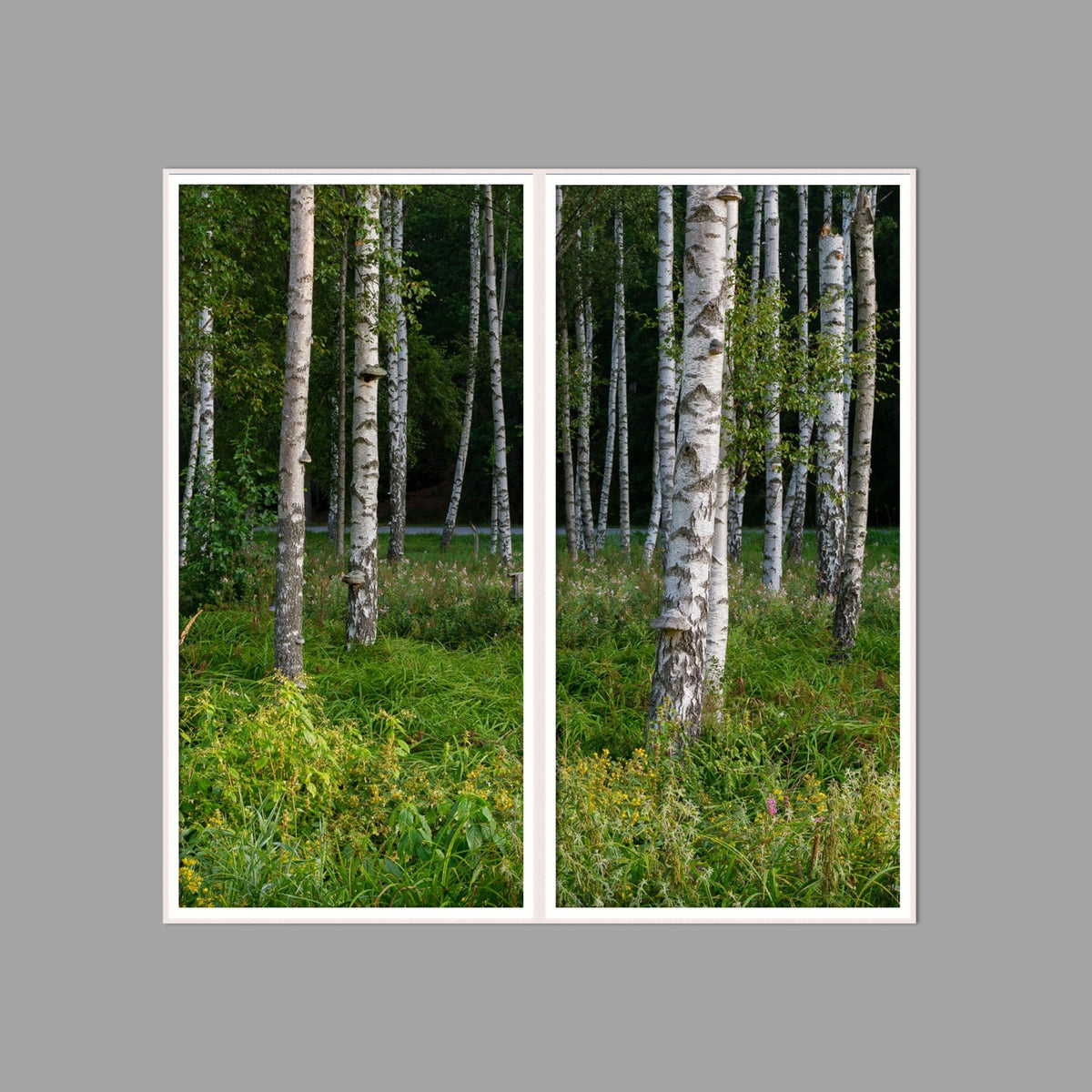 LED-Wandbild Zweiteiler hochkant 120x120 cm – Wald