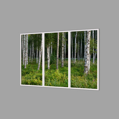 LED-Wandbild Dreiteiler hochkant 180x120 cm – Wald