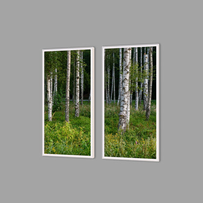 LED-Wandbild Zweiteiler hochkant mit Abstand – Wald