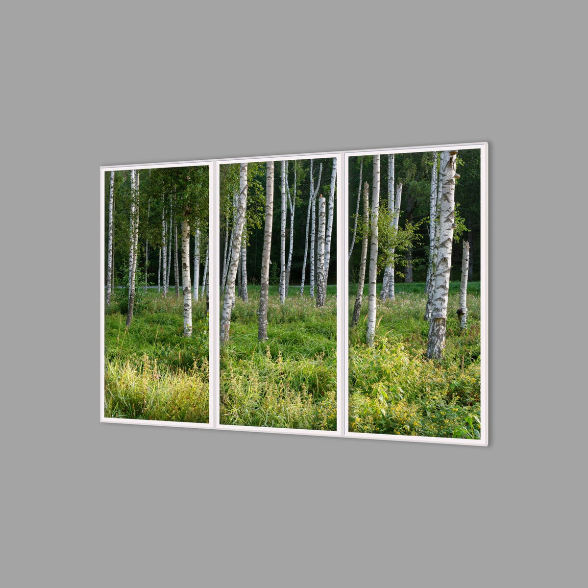 LED-Wandbild Dreiteiler hochkant 180x120 cm – Wald