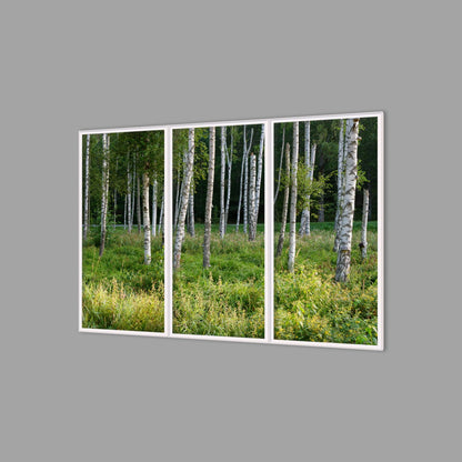 LED-Wandbild Dreiteiler hochkant 180x120 cm – Wald