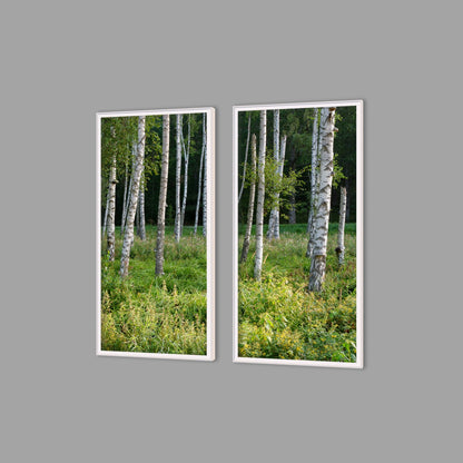 LED-Wandbild Zweiteiler hochkant mit Abstand – Wald