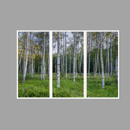 LED-Wandbild Dreiteiler hochkant 180x120 cm – Wald