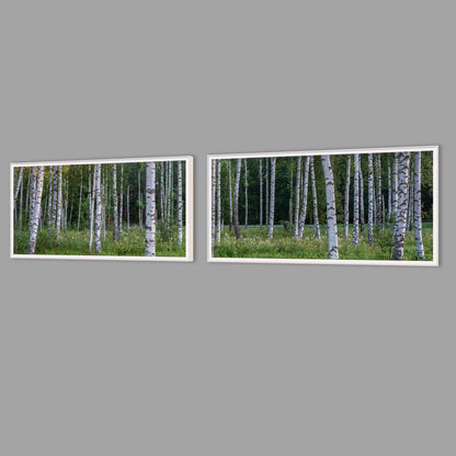 LED-Wandbild Zweiteiler quer mit Abstand – Wald
