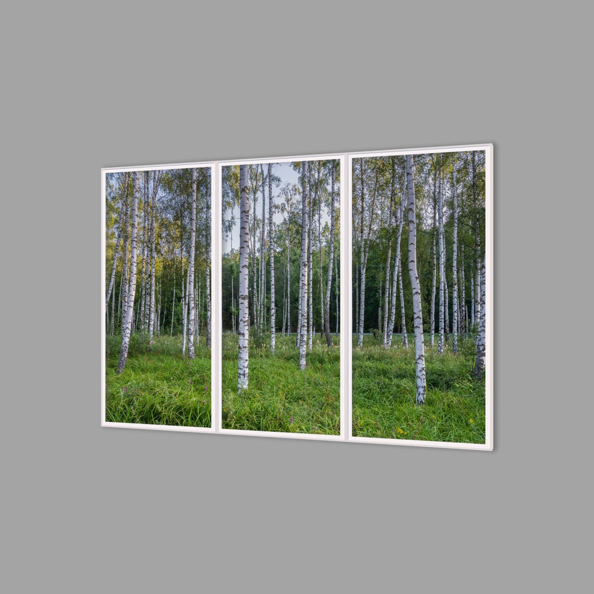 LED-Wandbild Dreiteiler hochkant 180x120 cm – Wald