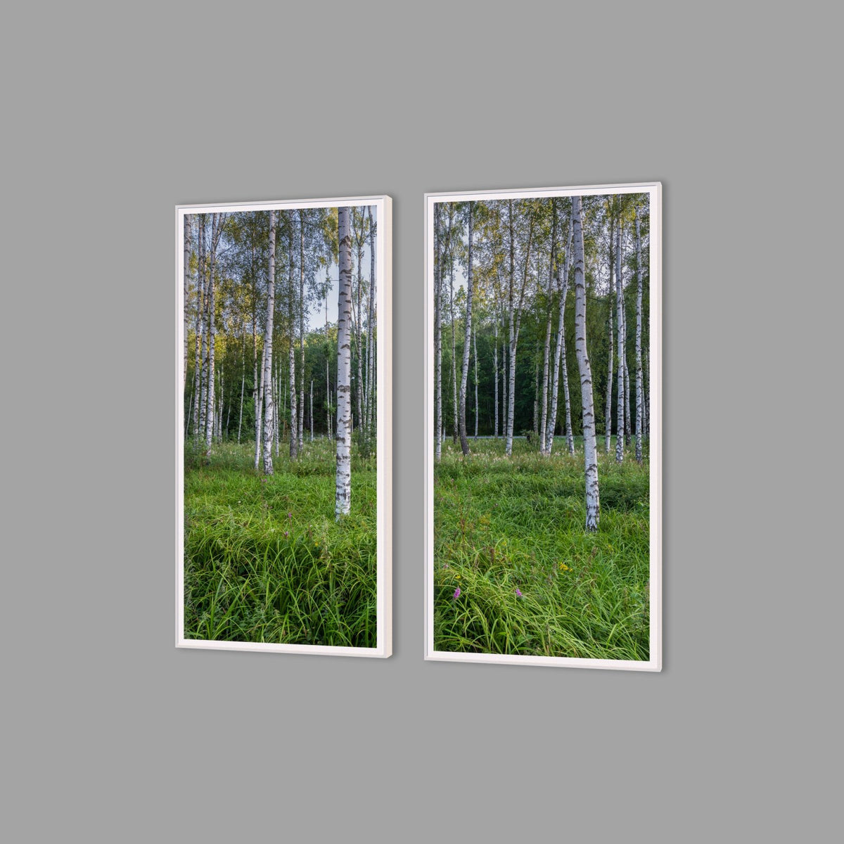 LED-Wandbild Zweiteiler hochkant mit Abstand – Wald