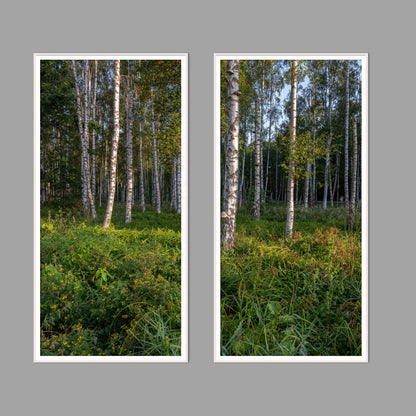 LED-Wandbild Zweiteiler hochkant mit Abstand – Wald
