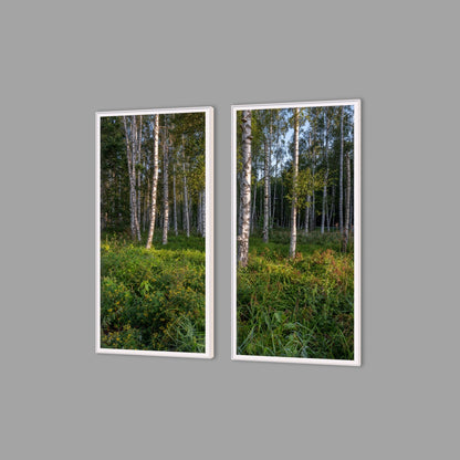 LED-Wandbild Zweiteiler hochkant mit Abstand – Wald