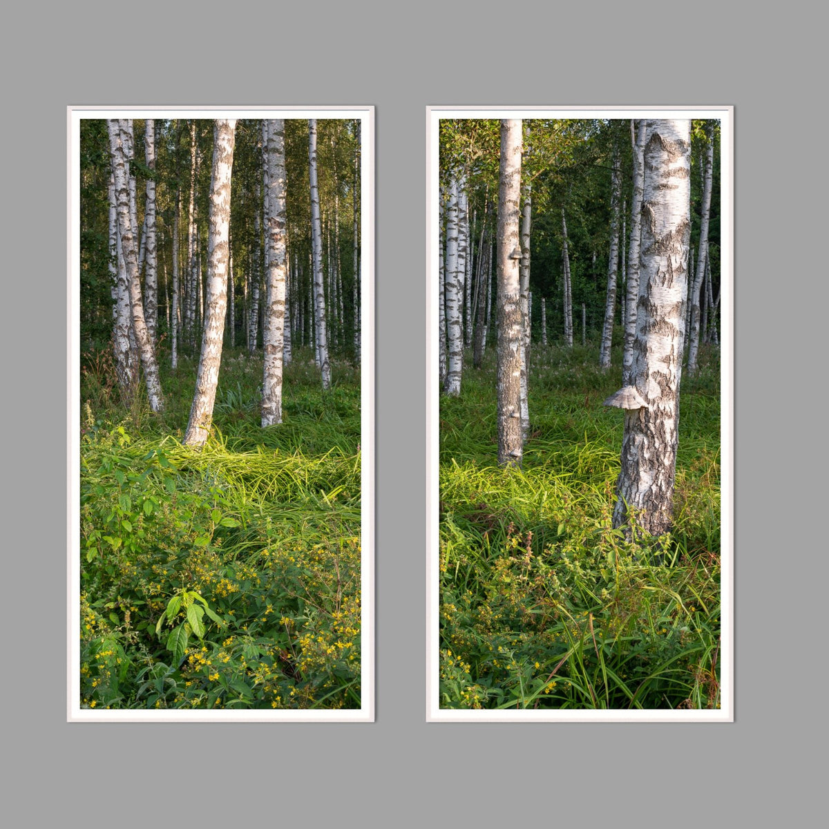 LED-Wandbild Zweiteiler hochkant mit Abstand – Wald