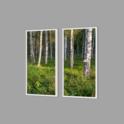 LED-Wandbild Zweiteiler hochkant mit Abstand – Wald