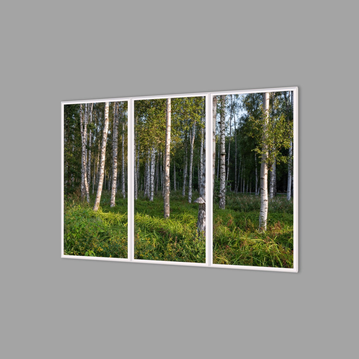 LED-Wandbild Dreiteiler hochkant 180x120 cm – Wald