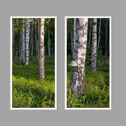 LED-Wandbild Zweiteiler hochkant mit Abstand – Wald