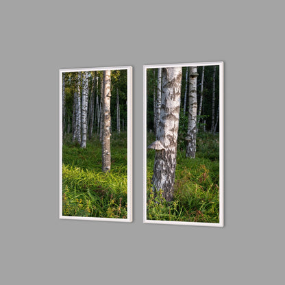 LED-Wandbild Zweiteiler hochkant mit Abstand – Wald
