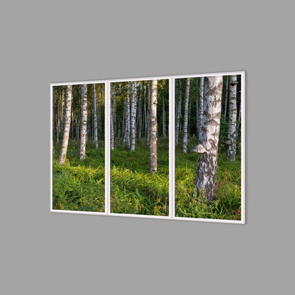 LED-Wandbild Dreiteiler hochkant 180x120 cm – Wald