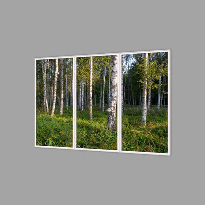 LED-Wandbild Dreiteiler hochkant 180x120 cm – Wald