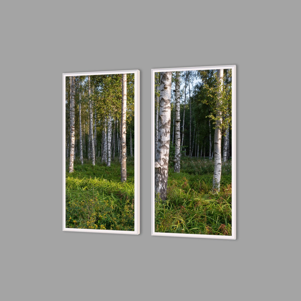 LED-Wandbild Zweiteiler hochkant mit Abstand – Wald
