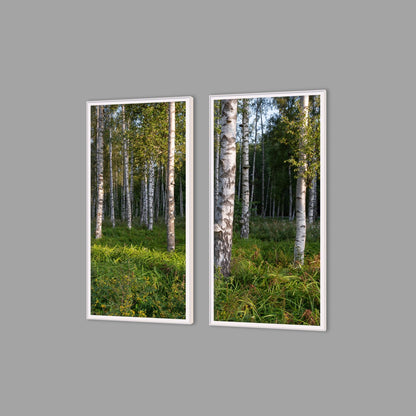 LED-Wandbild Zweiteiler hochkant mit Abstand – Wald