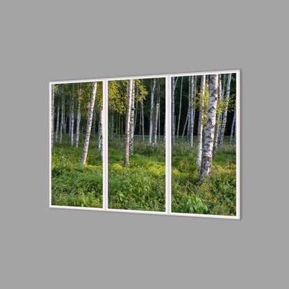 LED-Wandbild Dreiteiler hochkant 180x120 cm – Wald