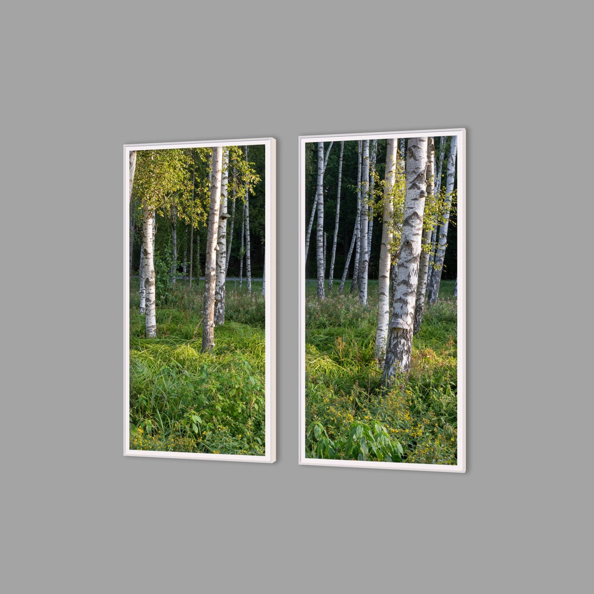 LED-Wandbild Zweiteiler hochkant mit Abstand – Wald