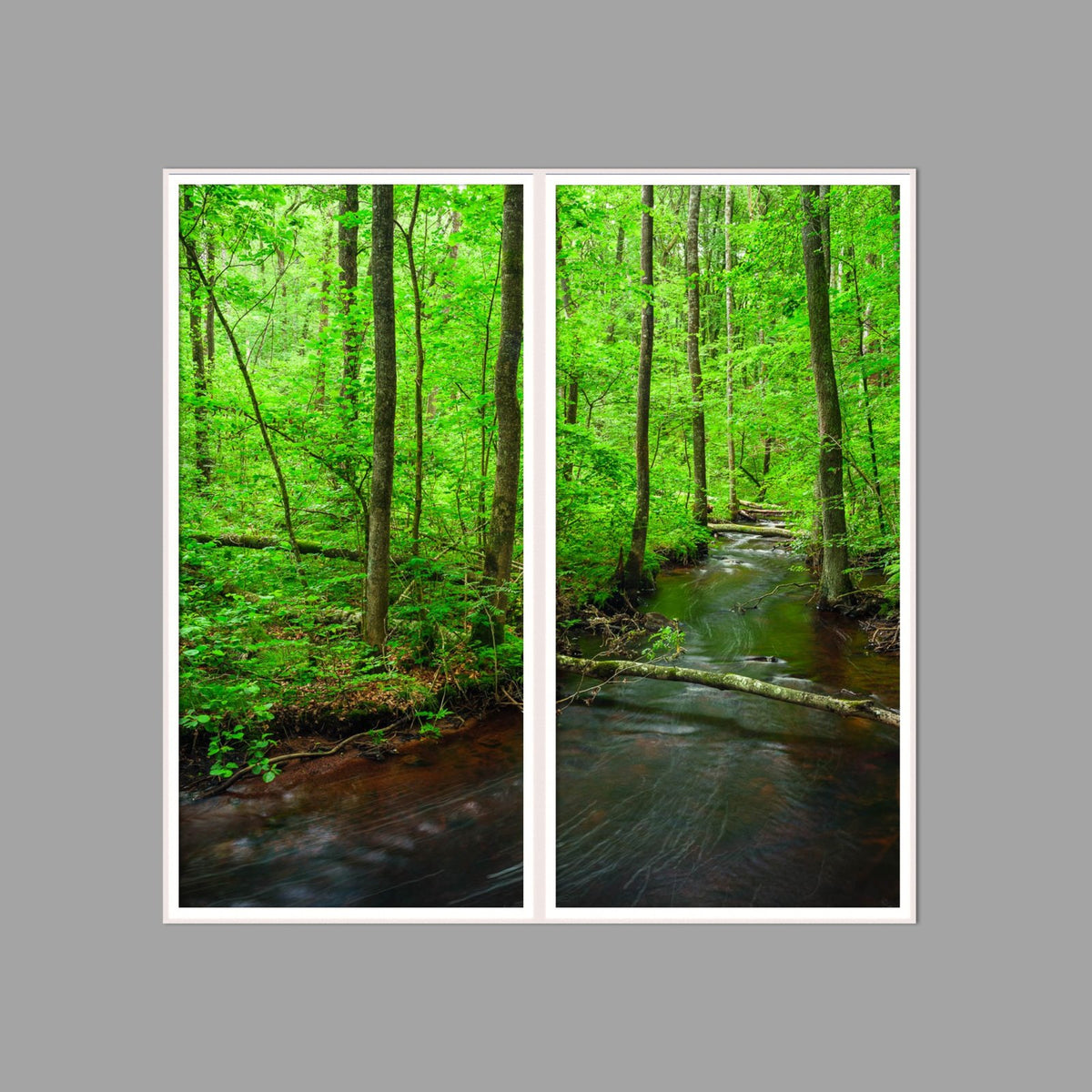 LED-Wandbild Zweiteiler hochkant 120x120 cm – Wald