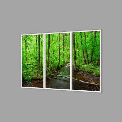 LED-Wandbild Dreiteiler hochkant 180x120 cm – Wald