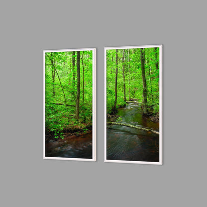 LED-Wandbild Zweiteiler hochkant mit Abstand – Wald