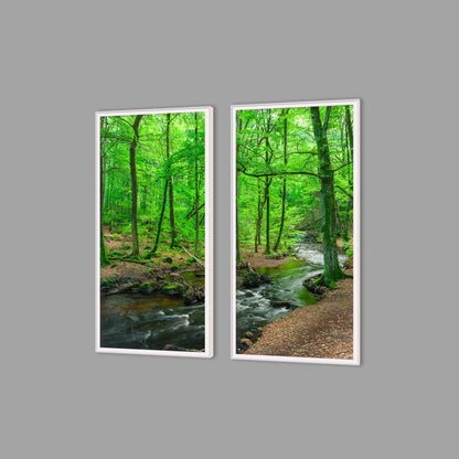 LED-Wandbild Zweiteiler hochkant mit Abstand – Wald